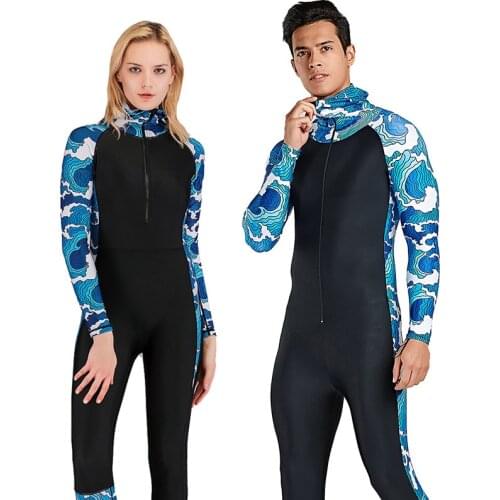 2021 new one-piece diving suit mens and womens sunscreen long-sleeved swimsuit quick-drying Lycra hooded snorkeling suit