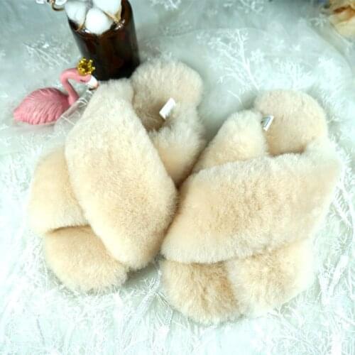 New Natural Wool Slippers Fashion Winter Women Indoor Slippers Warm Sheep Fur Home Slippers Lady Casual House Shoes