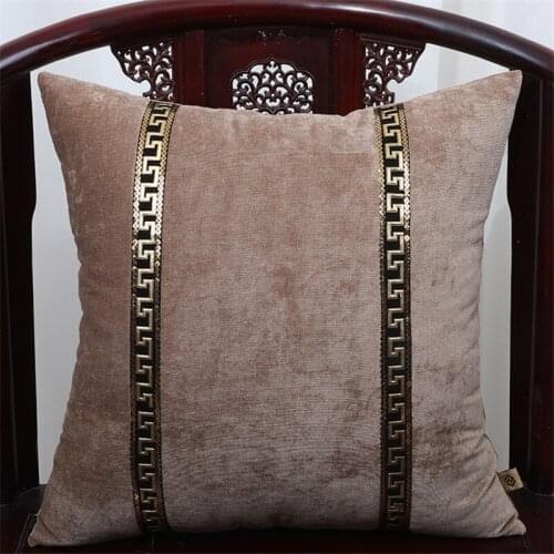 New Chinese Style Cushion Cover Waist Pillowcase Embroidered Pure Color High-grade Pillow Cover Home Sofa Restaurant Decoration