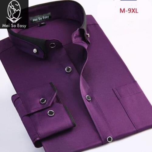 New arrival Spring male solid color purple dress shirt extra large high quality long sleeve plus size M-4XL5XL6XL7XL8XL9XL