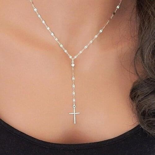 New Vintage Gold/Silver Christian Cross Bohemia Religious Rosary Pendant Necklace for Women Charm Jewelry Gifts