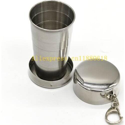 50pcs/lot Wholesale Stainless Steel Portable Folding Telescopic Collapsible Outdoor Cup Mug Folding cups