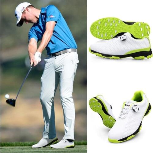 Professional Golf Shoes Mens Shoes Sports Waterproof Anti Slip For Golfer With rotate buckle Shoelace