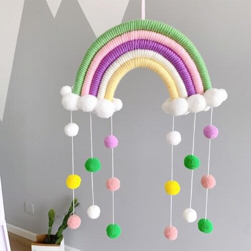 1Pcs Nordic Style Hand-woven Cloud Rainbow Ornaments Photo Props Room Decoration Crafts Home Wall Hanging Decoration 50x26cm