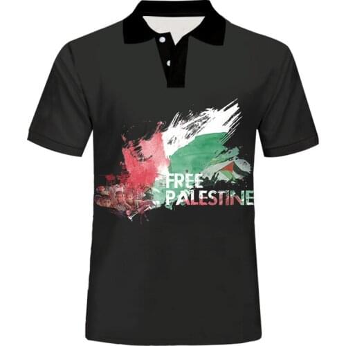 OGKB Summer Polos Men Short Sleeve 3D Free Palestine Map Printed Polo Shirt Womens Casual Oversized T-shirts Save Palestine 5XL