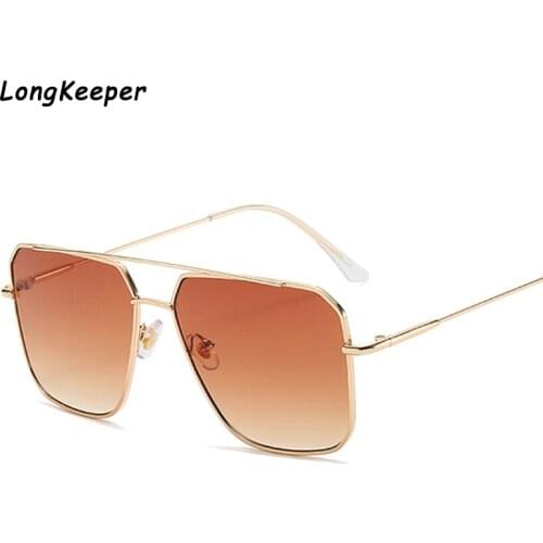 Fashion Pilot Sunglasses Men Vintage Brand Design Sunglasses Silver Frame Gradient Brown Transparent Ocean Lenses Free Shipping