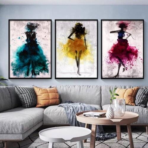 Modern Dancing Skirt Girl Print Poster Canvas Painting Picture Home Wall Art Bedroom Pictures For Ballet Room Decor Unframed