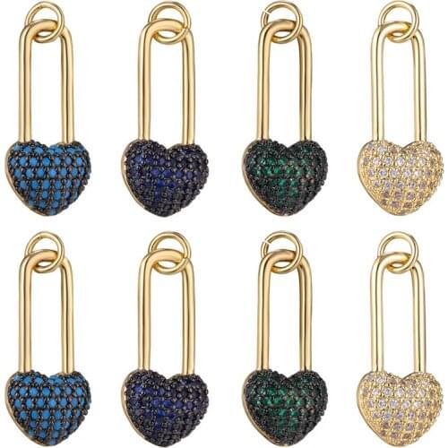 High Quality Zirconia Charms Pendants Rhinestone Heart Necklace Supplies DIY Jewelry Accessories Making