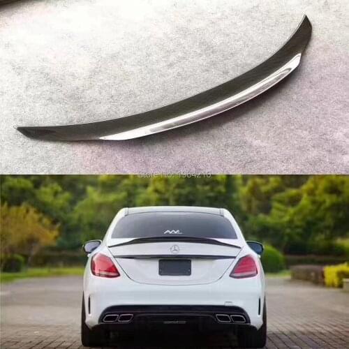 For Mercedes-Benz C Class W205 C63 2016-17 Coupe 2 Door & Sedan Carbon Fiber Rear Trunk Spoiler Tail Boot Lip Wing Car Styling
