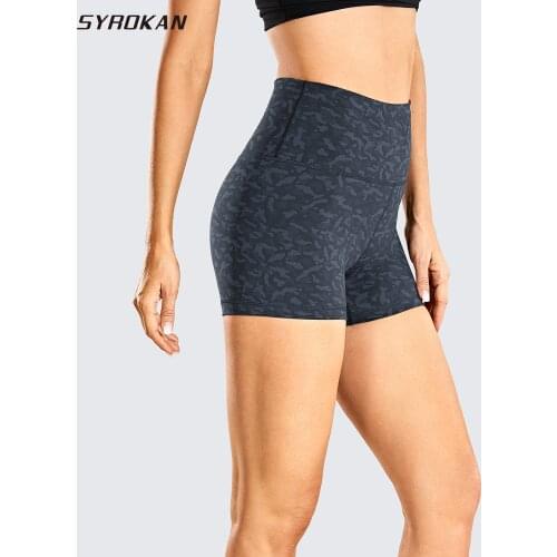 SYROKAN Womens Naked Feeling Biker Shorts Workout Athletic Yoga Shorts for Women Tights Running - 3 Inches