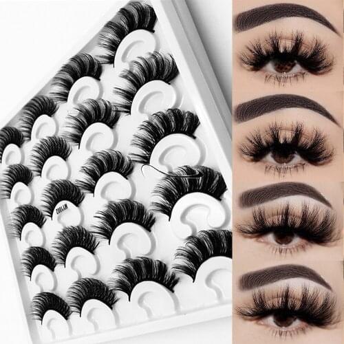 10Pairs 8D Mink Lashes 15mm-25mm Extension Fake Eyelashes Dramatic Fluffy Curled Thick Makeup Eyelash Long Natural Handmade Lash