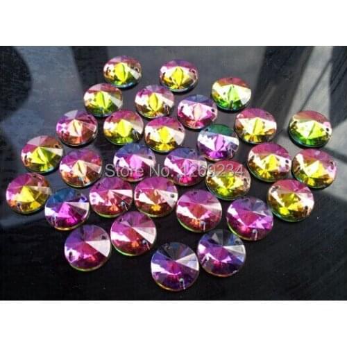100pcs 12mm Round multi-coloremm sew on Arcyl crystal rhinestone flatback strass Diamond accessory gemstone loose beads
