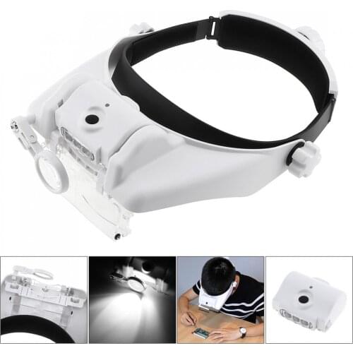 11.5X 6 Amplification Ratio Rechargeable Headband Magnifier with 3 LED Lights and USB for Reading Books / Drawing Handicraft