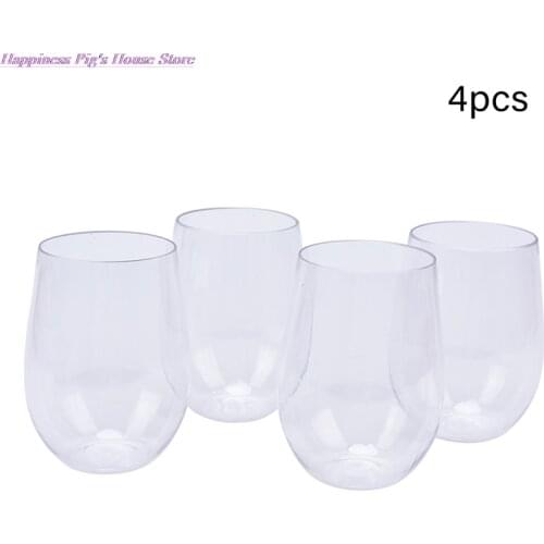 4 Pcs Unbreakable Wine Glasses Shatterproof Plastic Glass Safe Reusable Beer Cup