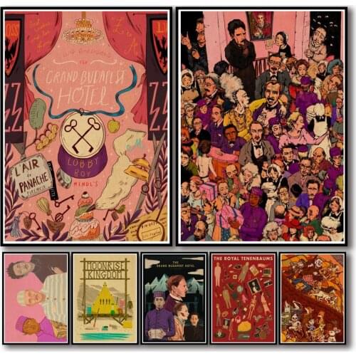 50 Designs Wes Anderson Movie Kraftpaper Poster Painting Abstract Fancy Wall Sticker for Coffee House Bar A3 1
