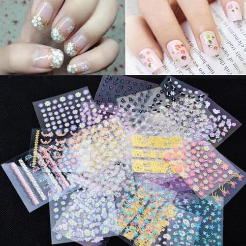 50 Sheets 3d Nail Art Stickers Decals,High Quality Mix Color Flowers Leopard Design Nail Tips Decoration Manicure Tools
