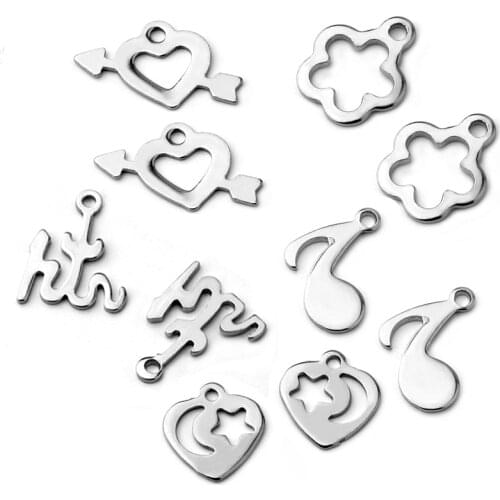 50pcs / lot 2020 Stainless Steel Small Pendant Handmade Jewelry Making DIY Necklace Pendant Accessories Wholesale