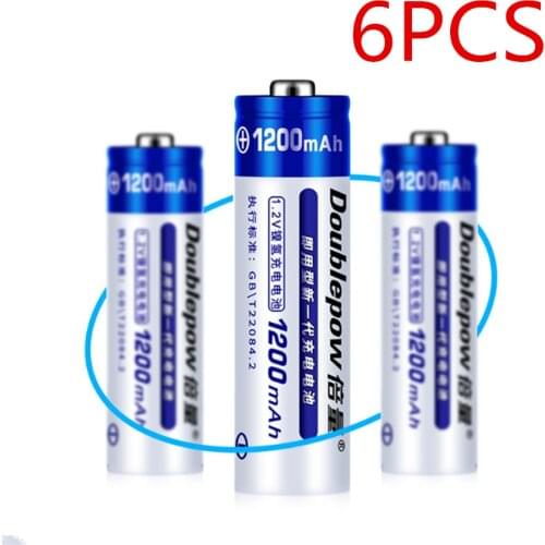 6pcs/lot 1200mAh Ni-MH AA Battery 1.2V Rechargeable Battery NiMH Battery Camera