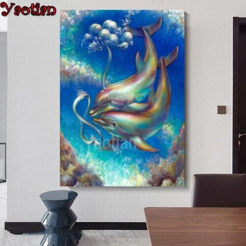 5D DIY Diamond Painting Dolphins Diamond Embroidery cross stitch full square round drill mosaic diamond set for Children gift