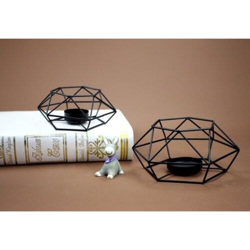 American Style 3D Geometric Candlestick Metal Candle Holder for Wedding Home Decorations