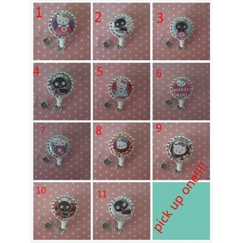 Free Shipping Bling Cute Cartoon Nurse ID Badge Reels Various Design 10pcs/lot