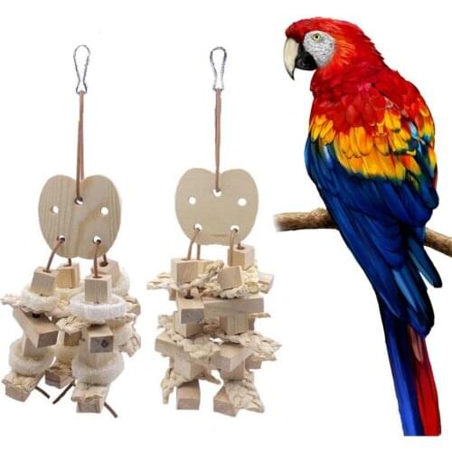 Safe Practical Pet Bird Parrot Bite Toy Log Color Bird Toy Fine Workmanship Outdoor Decoration