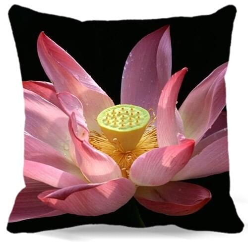 16" 18" 19" 20" 24" Pink Lotus pattern Cotton polyester Square Pillow Case 9 style For Sofa home car hotel Perfect Quality