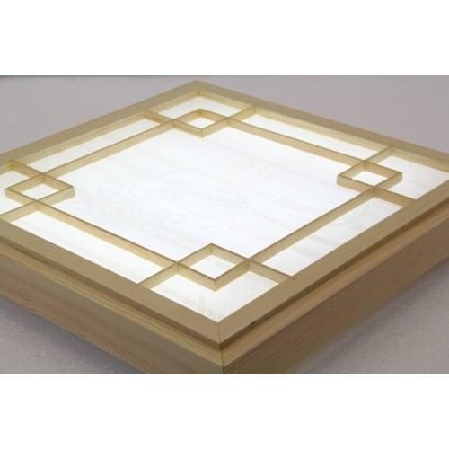 Japanese Style Tatami Wood led Ceiling light Pinus Sylvestris Ultrathin Natural Color Square Grid Paper Ceiling Lamp Fixture