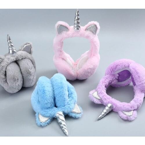 Children Plush Unicorn Earmuff Ear Muffs Kids Lovely Winter Warmer EarMuffs Rabbit Fur Thicken Plush Unicorn EarCover