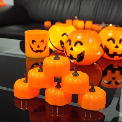 Long Lasting 12 Pcs LED Excellent Pumpkin Flameless Tea Light Candles Easy to Use Halloween Lanterns Durable Home Decor