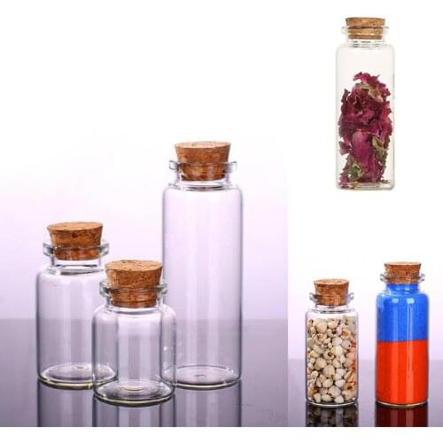 10Pcs 30-70mm Small Empty Wishing Bottles Clear Cork Glass Bottles Vials For Holiday Wedding Home Decoration Gifts