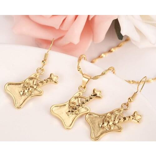 Gold Jewelry Set Women Charms Jewelry pendant necklace earrings wedding bridal party jewelry punk gifts