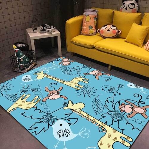 Cartoon Monkey/Giraffe 3D Printed Carpets for Living Room Bedroom Area Rug Child Room play Area Carpet Kids Game Crawl Floor Mat