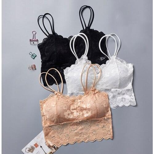 Summer Womens Sexy One Piece Padded Wireless Lace Bra Top Women Bralette Underwear Lingerie Full Cup Brassiere Femme Bh