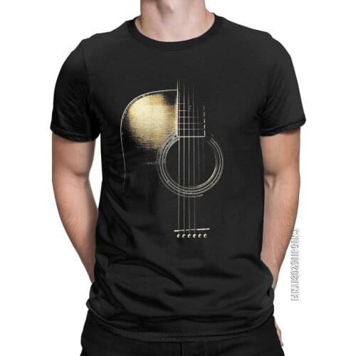 Mens Acoustic Guitar Lite T Shirts Music 100% Cotton Tops Humor Classic Short Sleeve Crew Neck Tees Plus Size T-Shirts