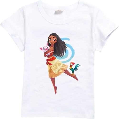 2-15 Years Kids Cool T Shirt Disney Cartoon Moana Cute Printing Clothes Tops Cotton Child Tees for Boys Girls Birthday Clothing