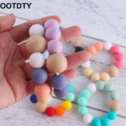 Rainbow Silicone Teething Bracelet Baby Teether Nursing Candy Chew Beads BPA Free Rattles Toys Montessori Bracelets