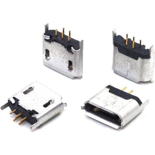 50PCS/LOT Micro USB 5P DIP 180 Female USB PCB Connector Socket Degree charger Charging Port socket