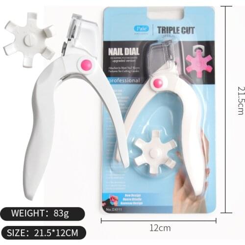 Triple Cut Acrylic Tip Cutter with Catcher & Measuring Dial (6 Size Options) Professional Acrylic Nail Clipper-Nail Tip Cutter