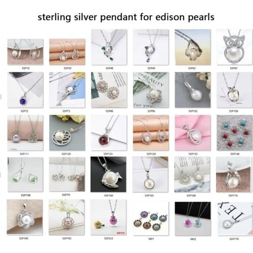 925 Silver Edison Pearl Mounts Setting Pendant Jewelry Fit 9-12MM Pearl Party Living Gift PBS351