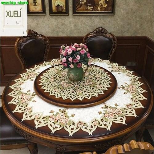 Special Offer golden rose High-end luxury embroidery cloth art European The round table cloth The table cloth Dust cloth