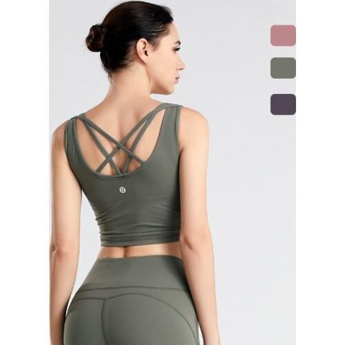 Yoga Tops New Sports Fitness Vest Women Sleeveless Double-Sided Sanding Skin-Friendly Sexy Cross-Shape Back Solid