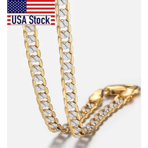 Trendsmax Gold Chain Necklace Men Women Cuban Link Chain Male Necklace Fashion Mens Jewelry Wholesale Gifts 4mm GN64