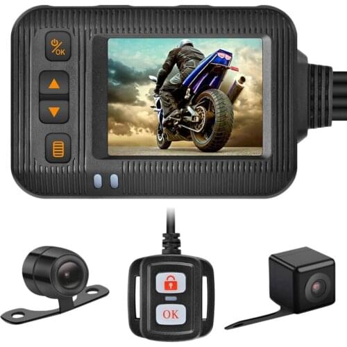 Motorcycle Camera Dash Cam, 2 inch IPS Screen 1080P+720P Dual AHD Bike Dashcam G-Sensor Parking Mode Driving Recorder