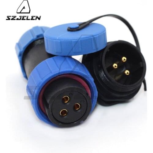 SP21 Waterproof connector 3Pin industrial Straight Aviation cable connector Male plug and Femal socket IP68