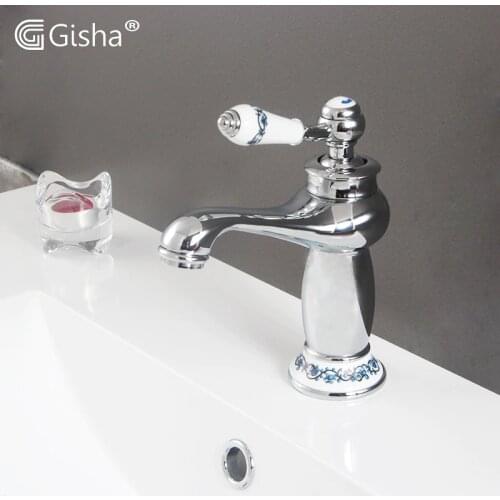 Gisha Upscale Retro Chrome Silver Bathroom Basin Faucets Mixer Cold & Hot Water Tap Washbasin Tap For Household And Hotel G1022