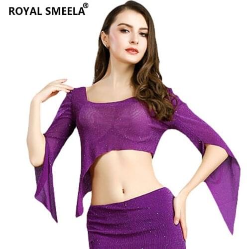 2021 Womens soft knitted Belly Dance Costume Belly Dancing top sexy irregular dance tops lesson Practice clothes dance wear