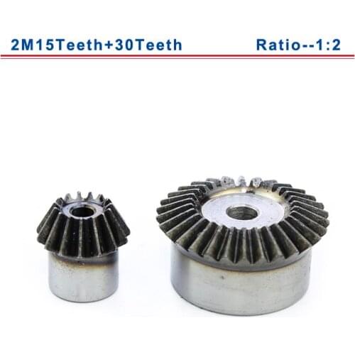 2M15 teeth +30 teeth bevel gear process hole low carbon steel material gear ratio 1:2
