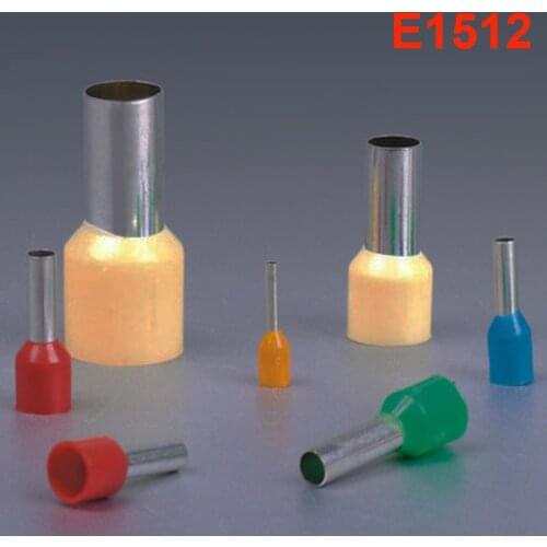 1000pcs E1512 Ferrule Terminal Cord End Terminal AWG16 1.5mm Copper Brass Wire Copper Insulated Crimp Pin Connector Terminals