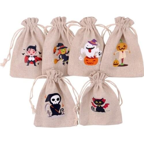 10x14cm 50pcs Cotton Halloween Gift Bags Snack Baking Biscuit Snowflake Pastry Gift Package Bags Halloween Supplies Packaging